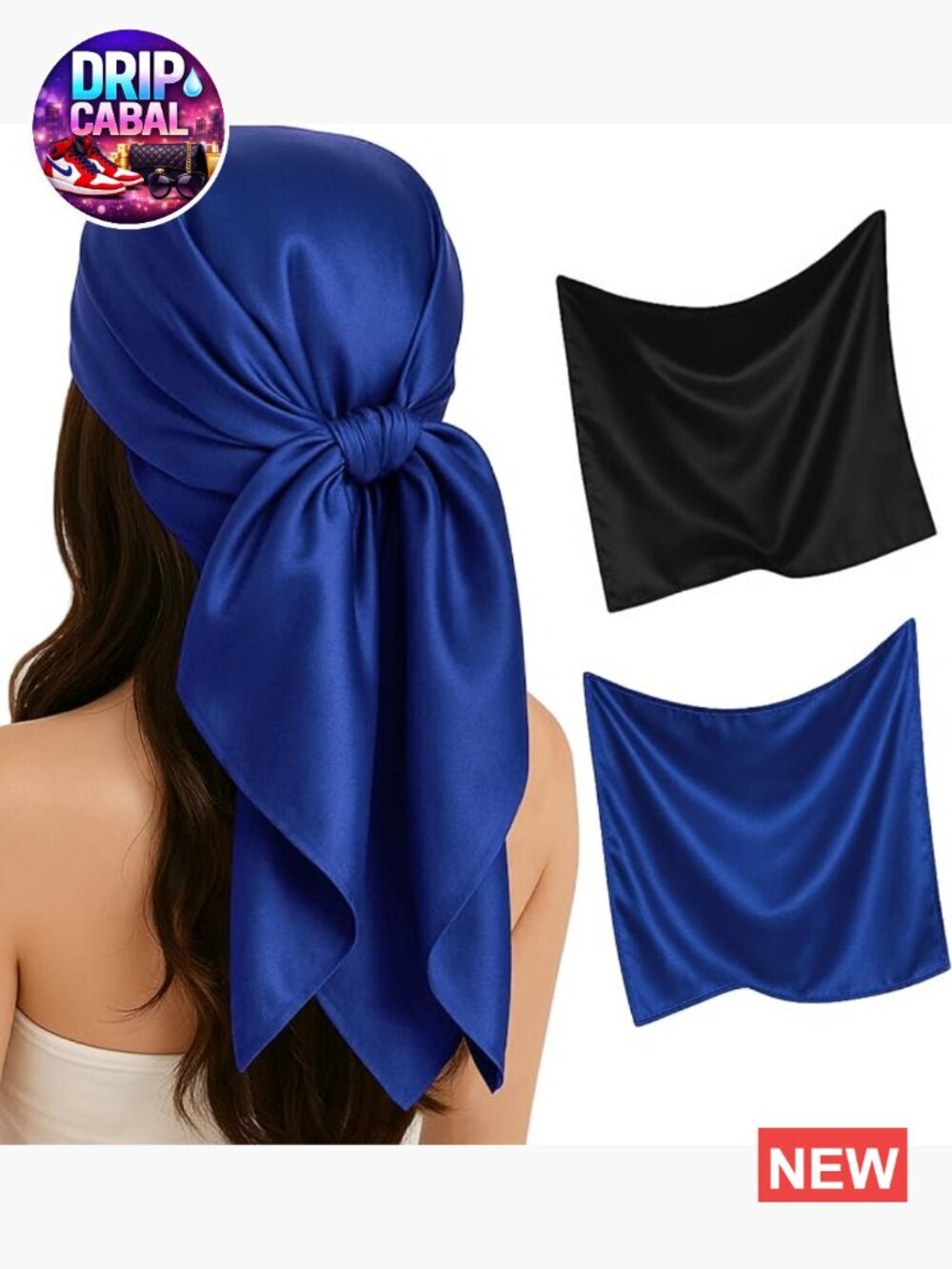 2 Pack 35" Square Satin Scarf Hair Wrap for Sleeping Bandana